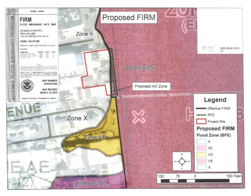 The cross-hatched area of this map is the section the developers of One Rehoboth are trying to change from a VE zone to an AO zone. SUBMITTED IMAGE